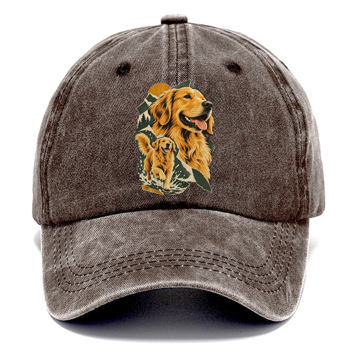 Golden Retriever Mountain Portrait Classic Cap – Brown