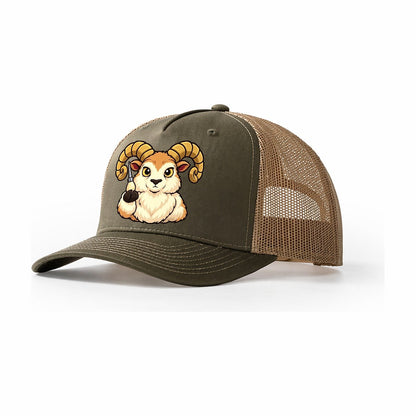 Ram With An Awl Leathercraft Trucker Hat – Olive Khaki