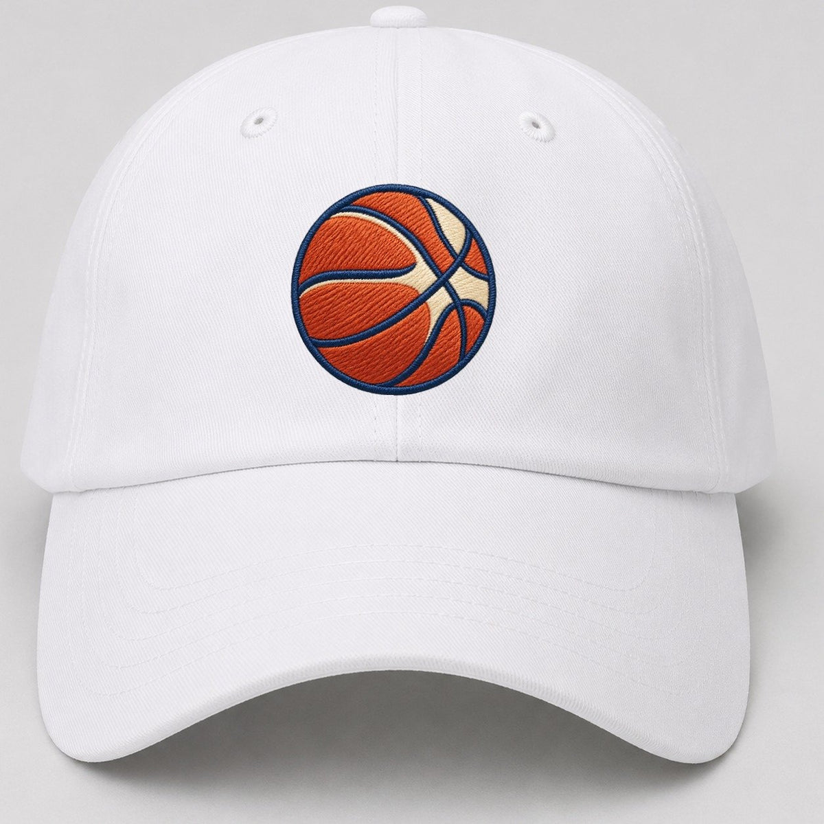 Basketball Tiny Solo Marks Baseball Cap – White