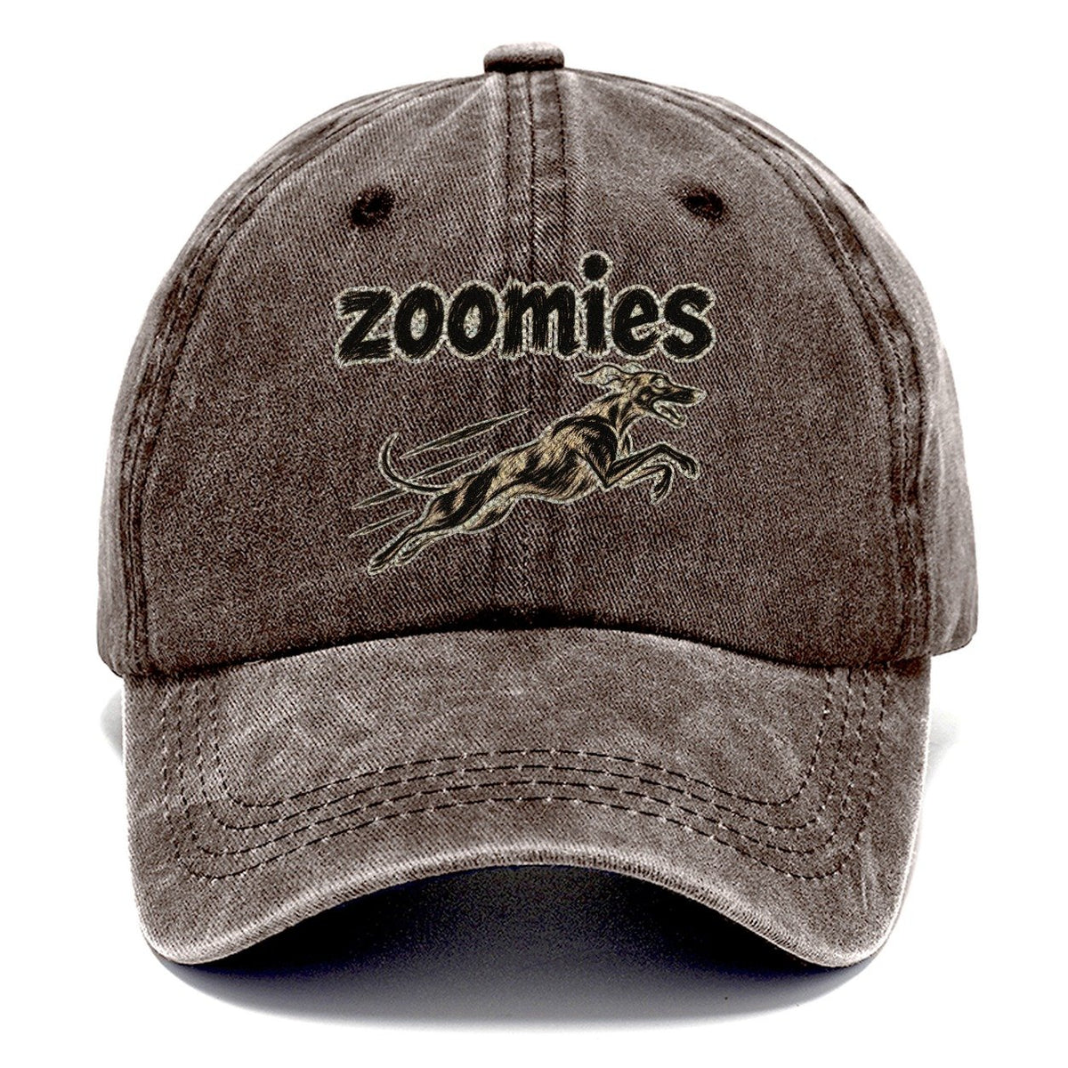A Small Whippet Silhouette At Full Stretch Mid Sprint Bark For Me Classic Cap – Brown