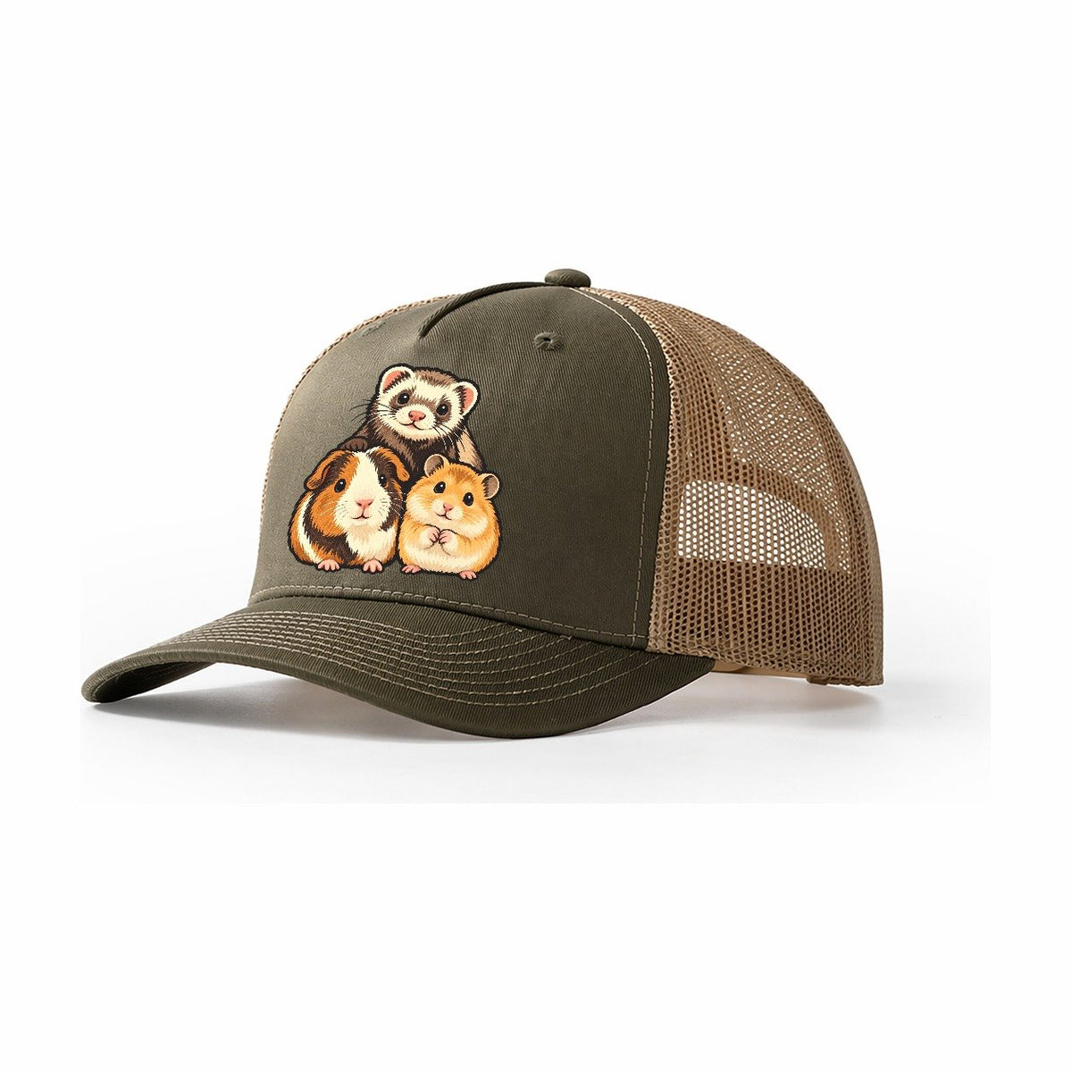 Small Pet Gathering Small Pet Logos Trucker Hat – Olive Khaki