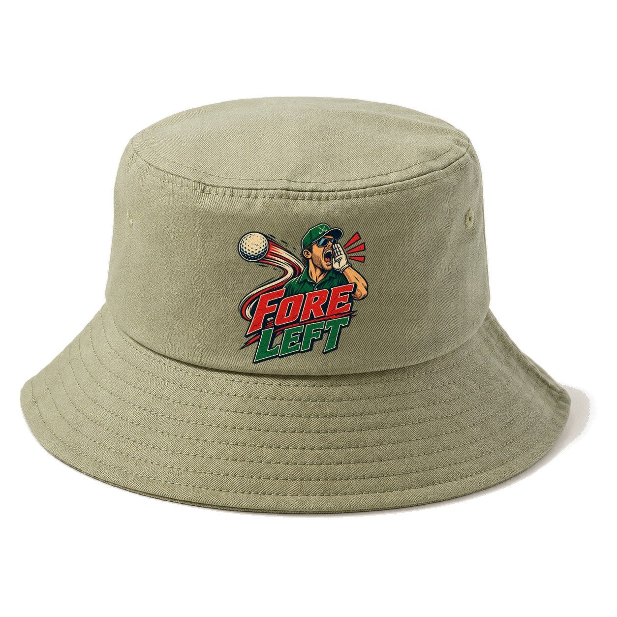 Fore Left Golf Life Bucket Hat – Army Green