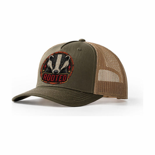 Badger Rooted Badge Trucker Hat – Olive Khaki