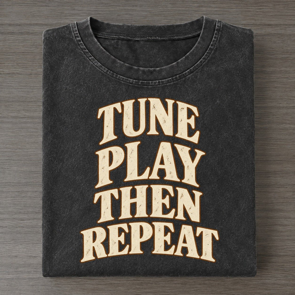 Tune Play Then Repeat Pastimes Companions Vintage T-shirt – Black