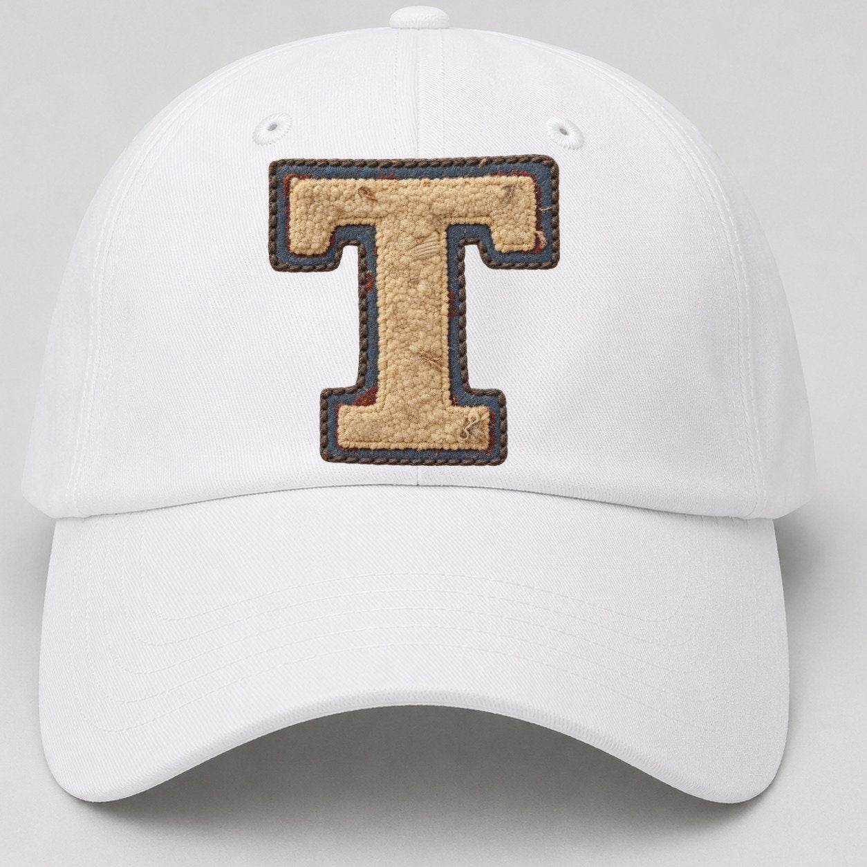 Varsity Chenille T Monogram Baseball Cap – White