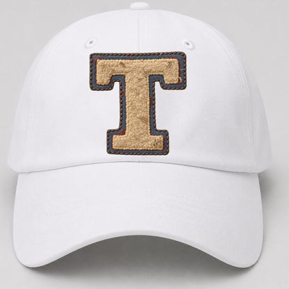 Varsity Chenille T Monogram Baseball Cap – White