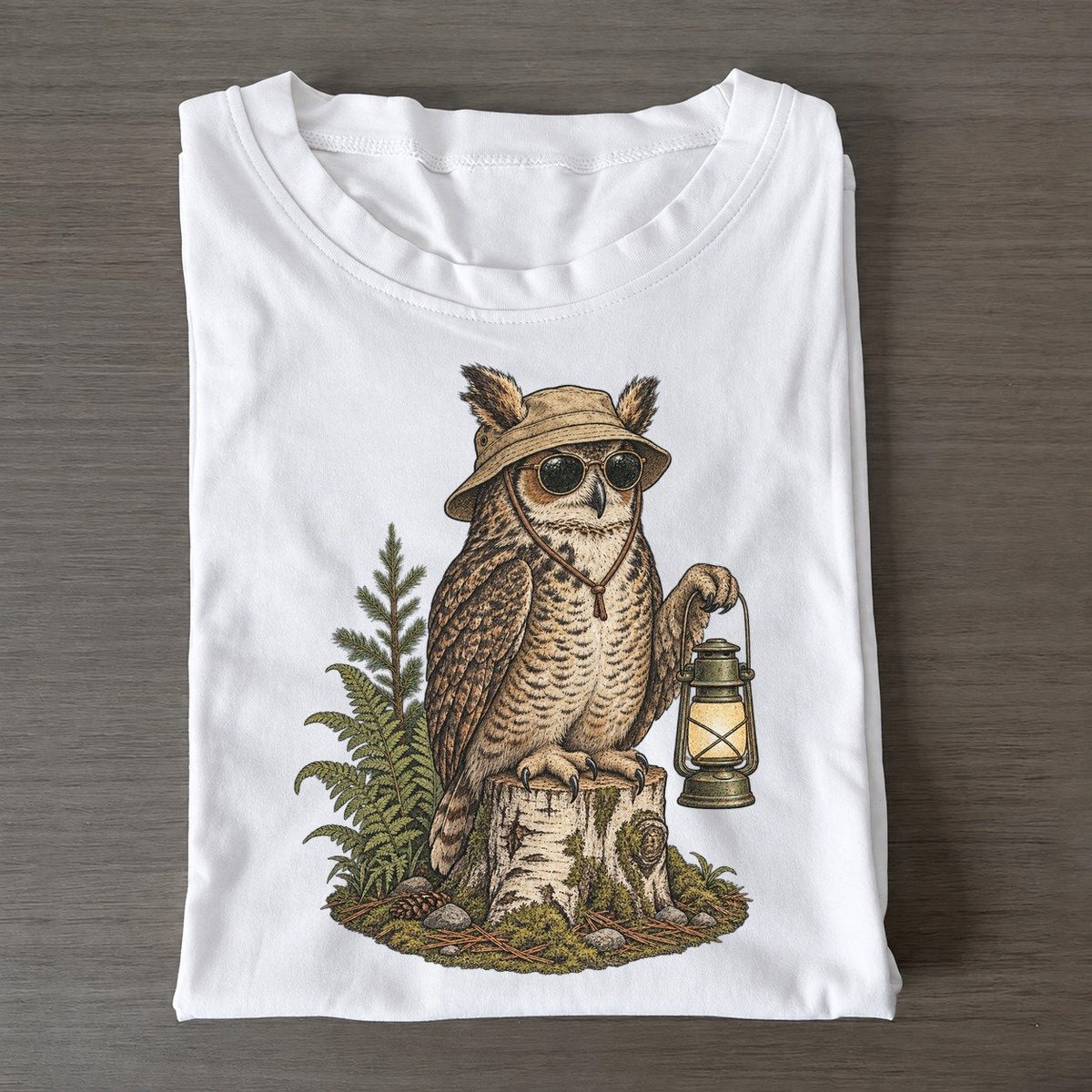 Owl Night Shift Slow Camp Club Classic T-shirt – White