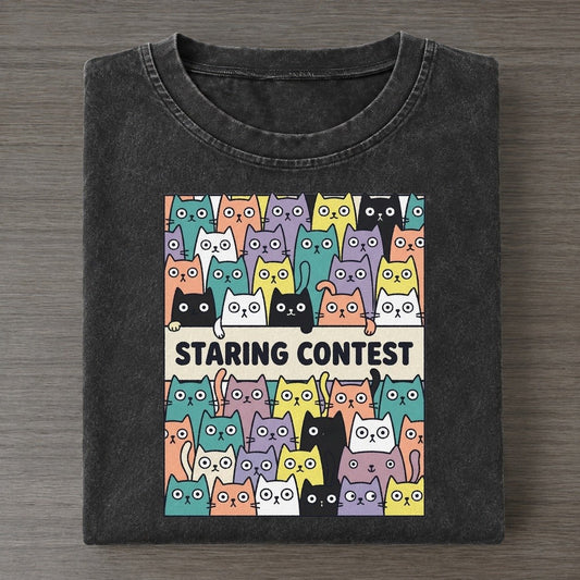 Staring Contest Overcatted Vintage T-shirt – Black