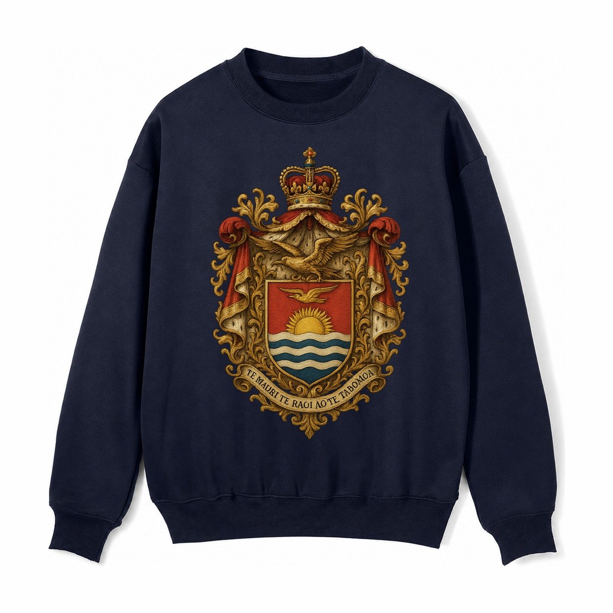 Golden Peace Embroidered Fleece Sweatshirt – Navy Blue