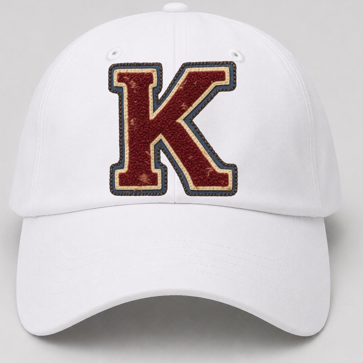Varsity Chenille K Monogram Baseball Cap – White