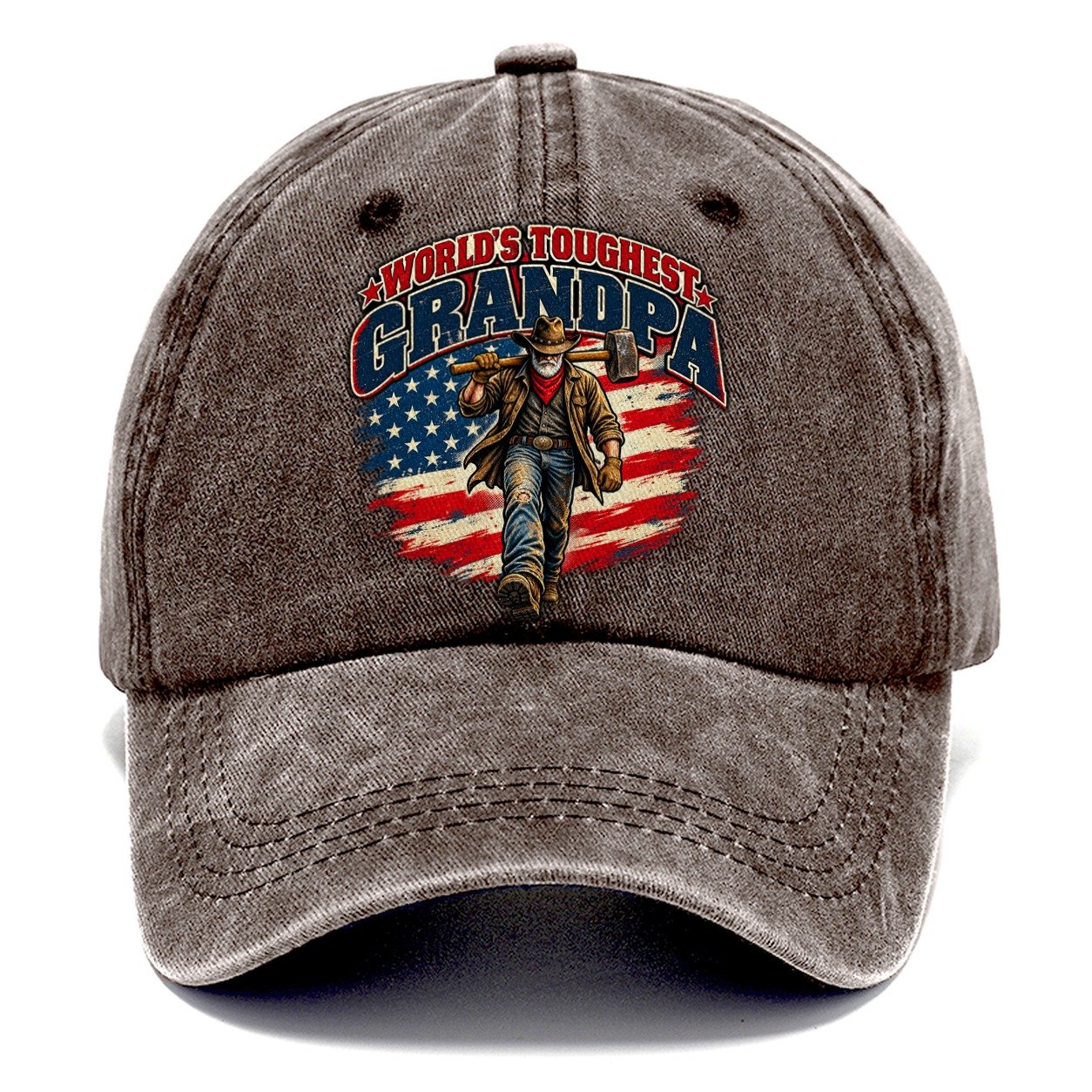 World S Toughest Grandpa Old Man Strong Classic Cap – Brown