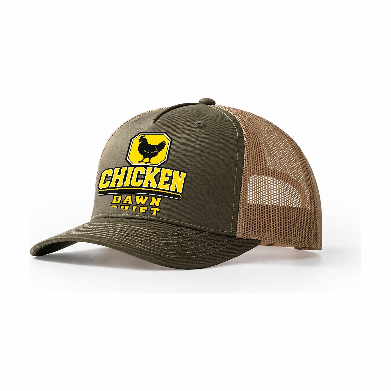 Chicken Dawn Shift Heavy Duty Trucker Hat – Olive Khaki