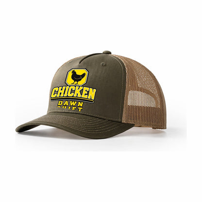 Chicken Dawn Shift Heavy Duty Trucker Hat – Olive Khaki