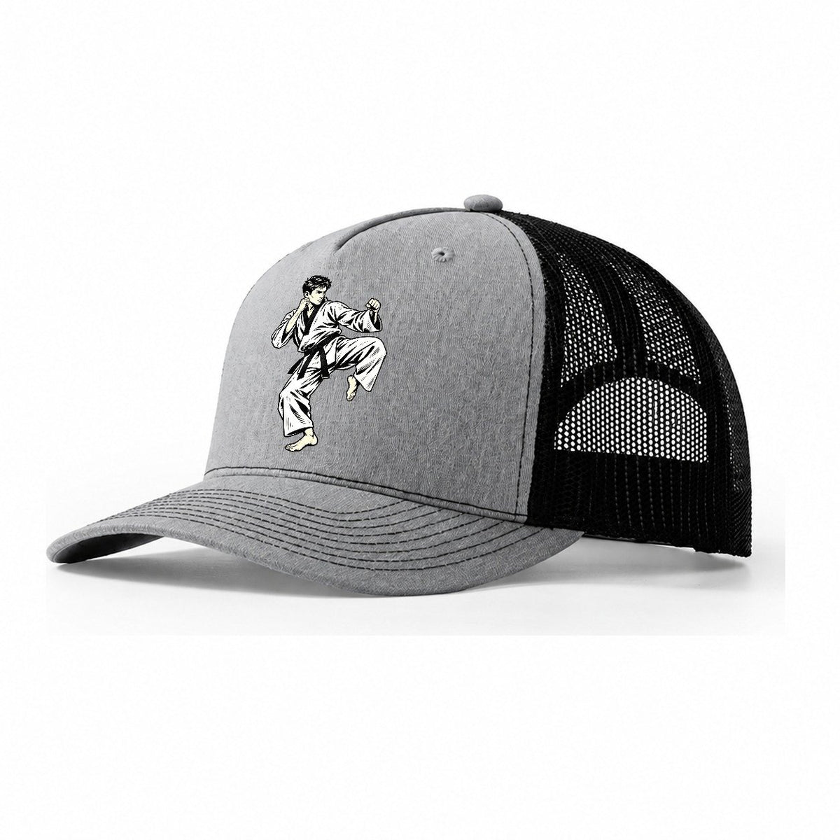 Taekwondo Guarded Counter Global Sports Ink Figures Trucker Hat – Sport Grey Black