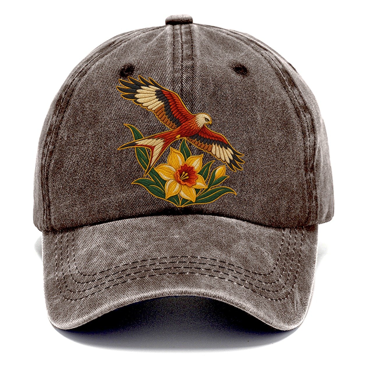 Welsh Daffodil And Red Kite Uk Culture Heritage Classic Cap – Brown