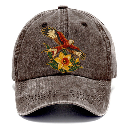 Welsh Daffodil And Red Kite Uk Culture Heritage Classic Cap – Brown