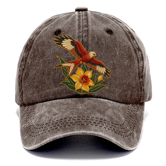 Welsh Daffodil And Red Kite Uk Culture Heritage Classic Cap – Brown