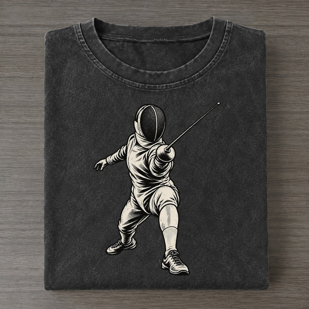 Fencer Foil Lunge Global Sports Ink Figures Vintage T-shirt – Black