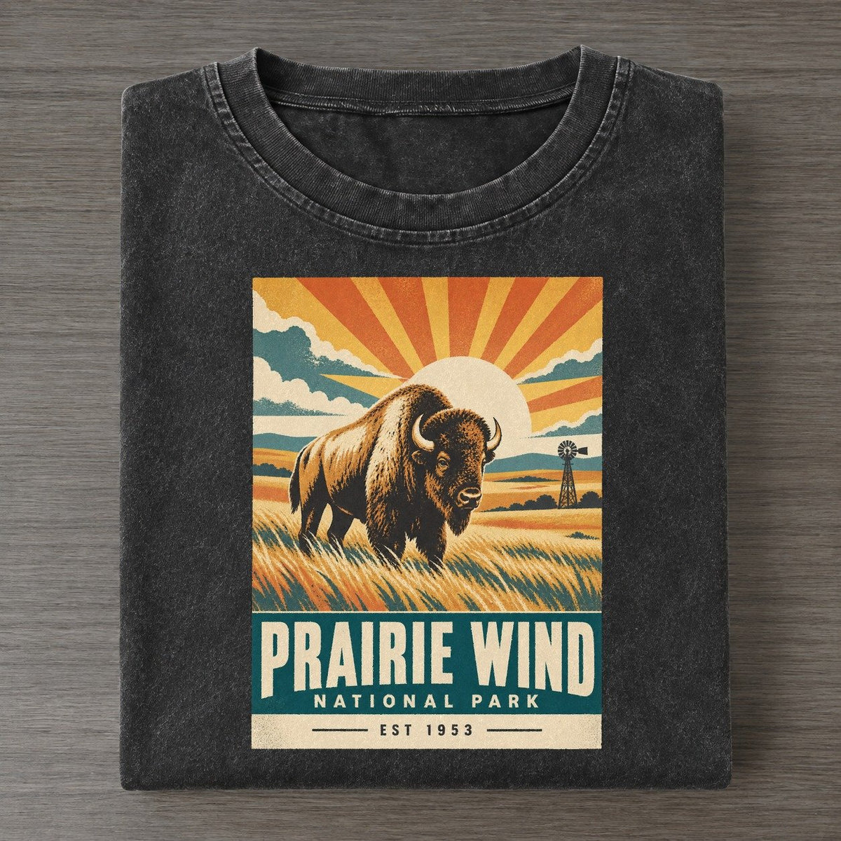 Prairie Wind Nowhere National Parks Vintage T-shirt – Black