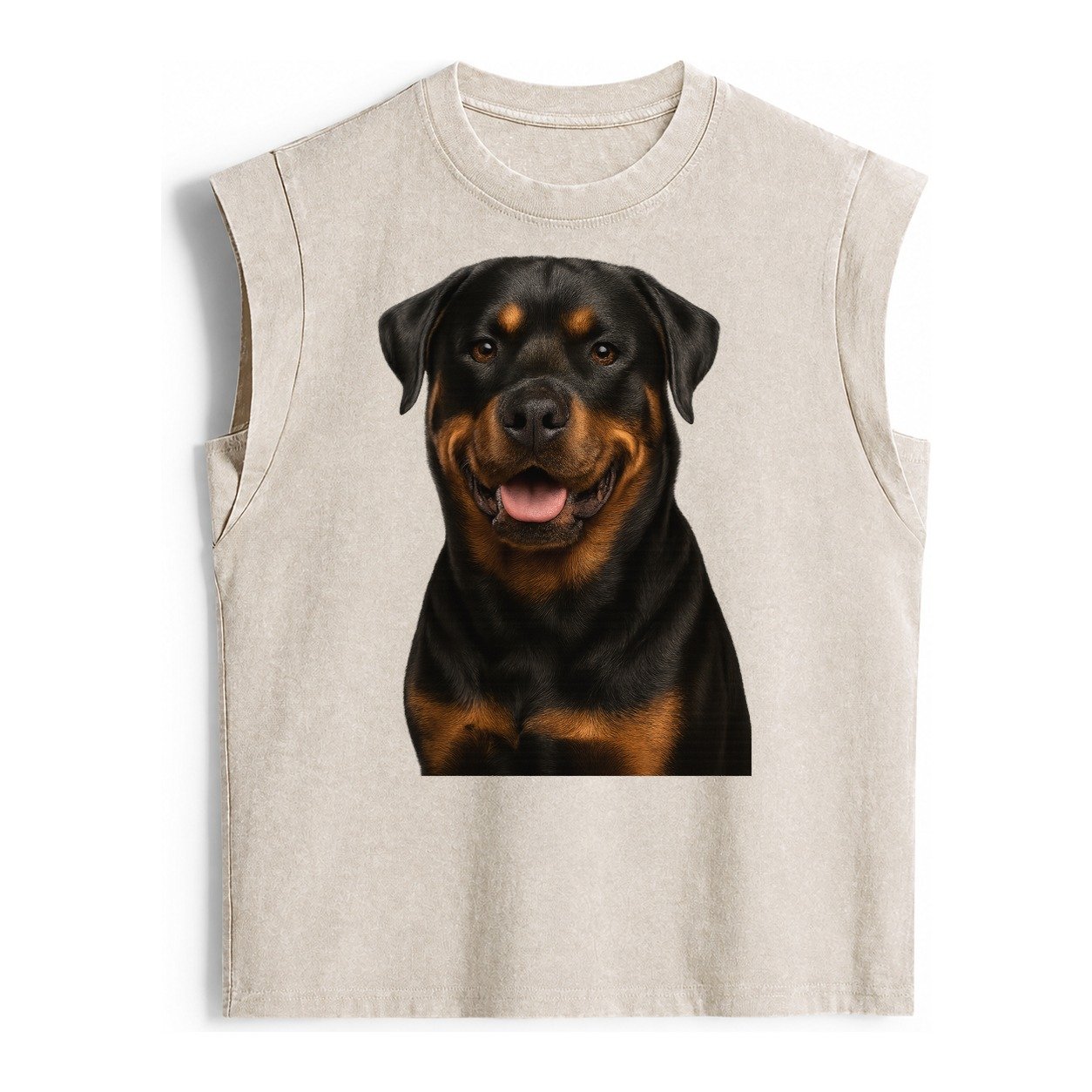 Rottweiler Powerful Guardian Vintage Washed Tank – Beige