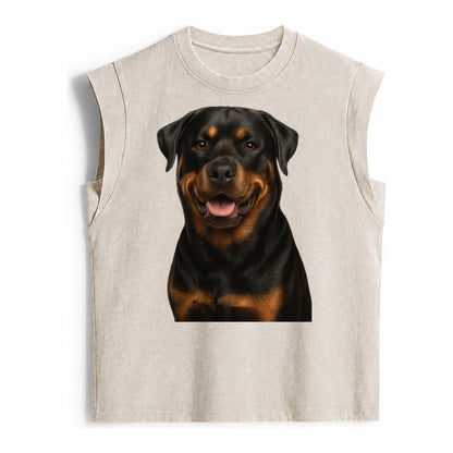Rottweiler Powerful Guardian Vintage Washed Tank – Beige