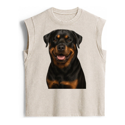 Rottweiler Powerful Guardian Vintage Washed Tank – Beige