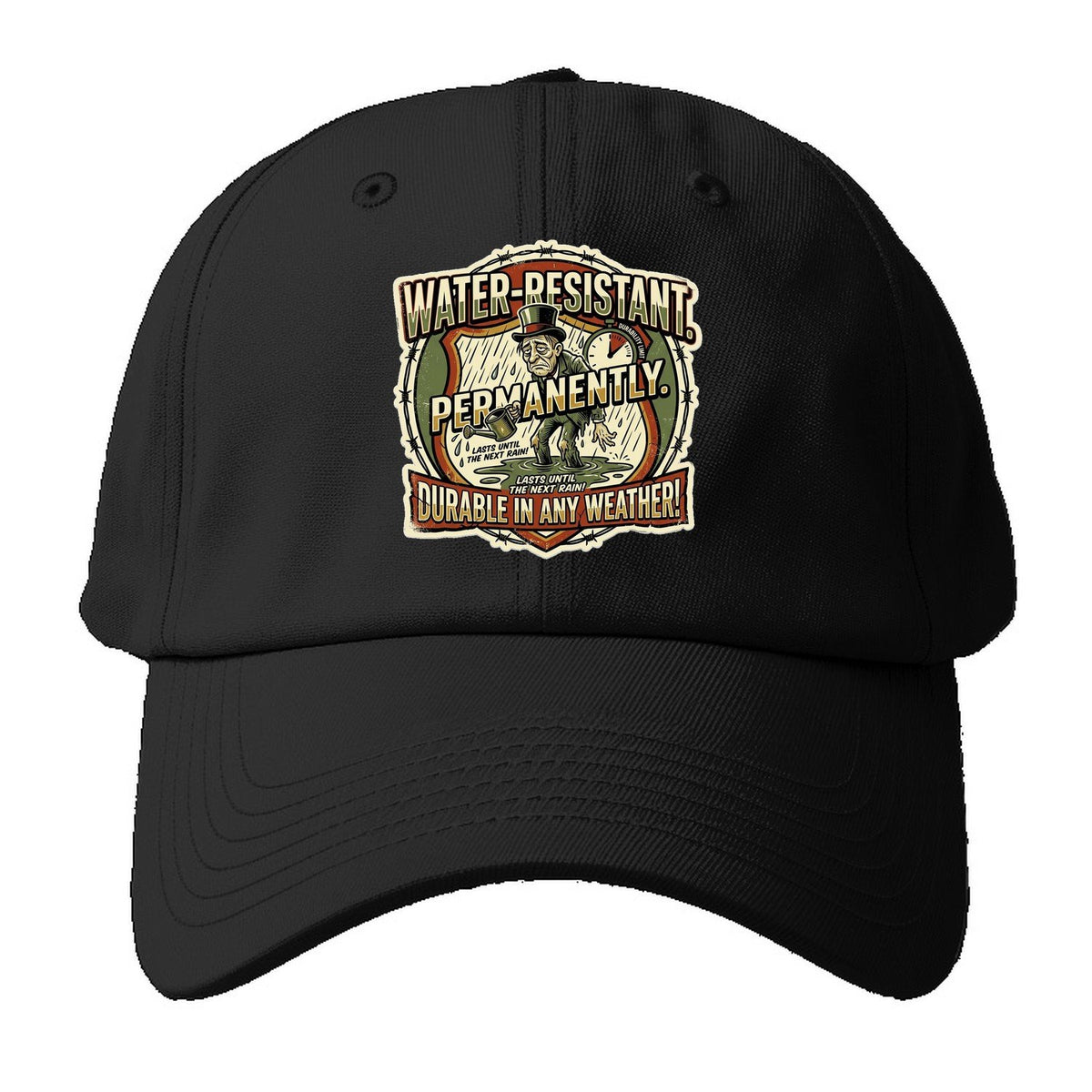 Water Resistant Permanently Baseball Cap – Black