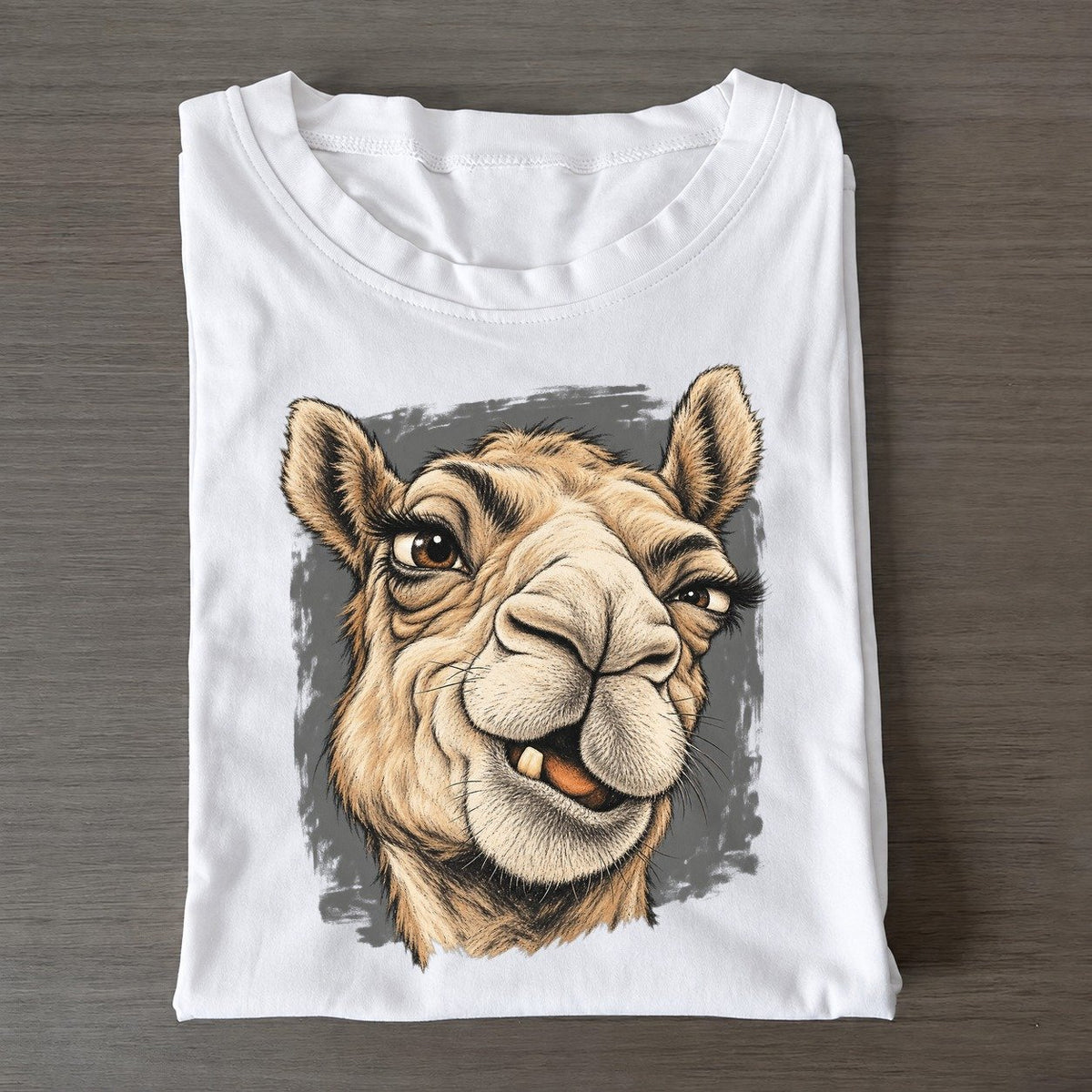 Camel Expressive Portrait Wild Grin Gallery Classic T-shirt – White