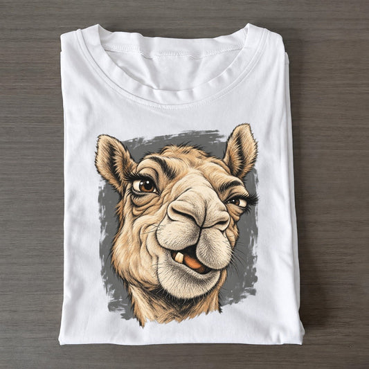 Camel Expressive Portrait Wild Grin Gallery Classic T-shirt – White