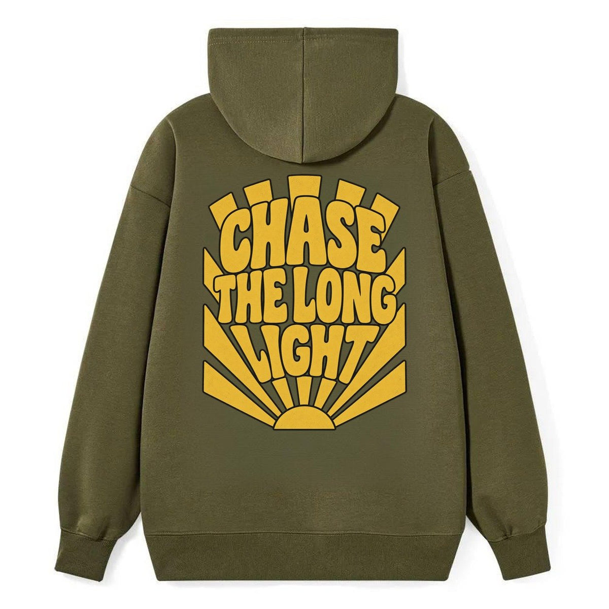 Chase The Long Light Sunburst Sayings Classic Pullover Hoodie – Armygreen