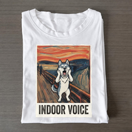 Husky Scream Indoor Voice Scream Classic T-shirt – White