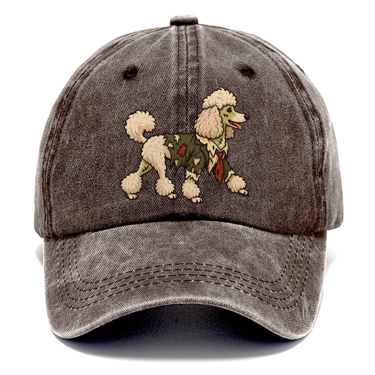 One Poodle In Halloween Costume Zombie With A Torn Collar And A Few Patch Stitches Halloween Dog Parade Classic Cap – Brown