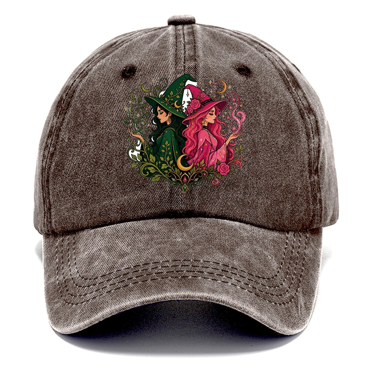 Dual Witch Botanical Moon Classic Cap – Brown