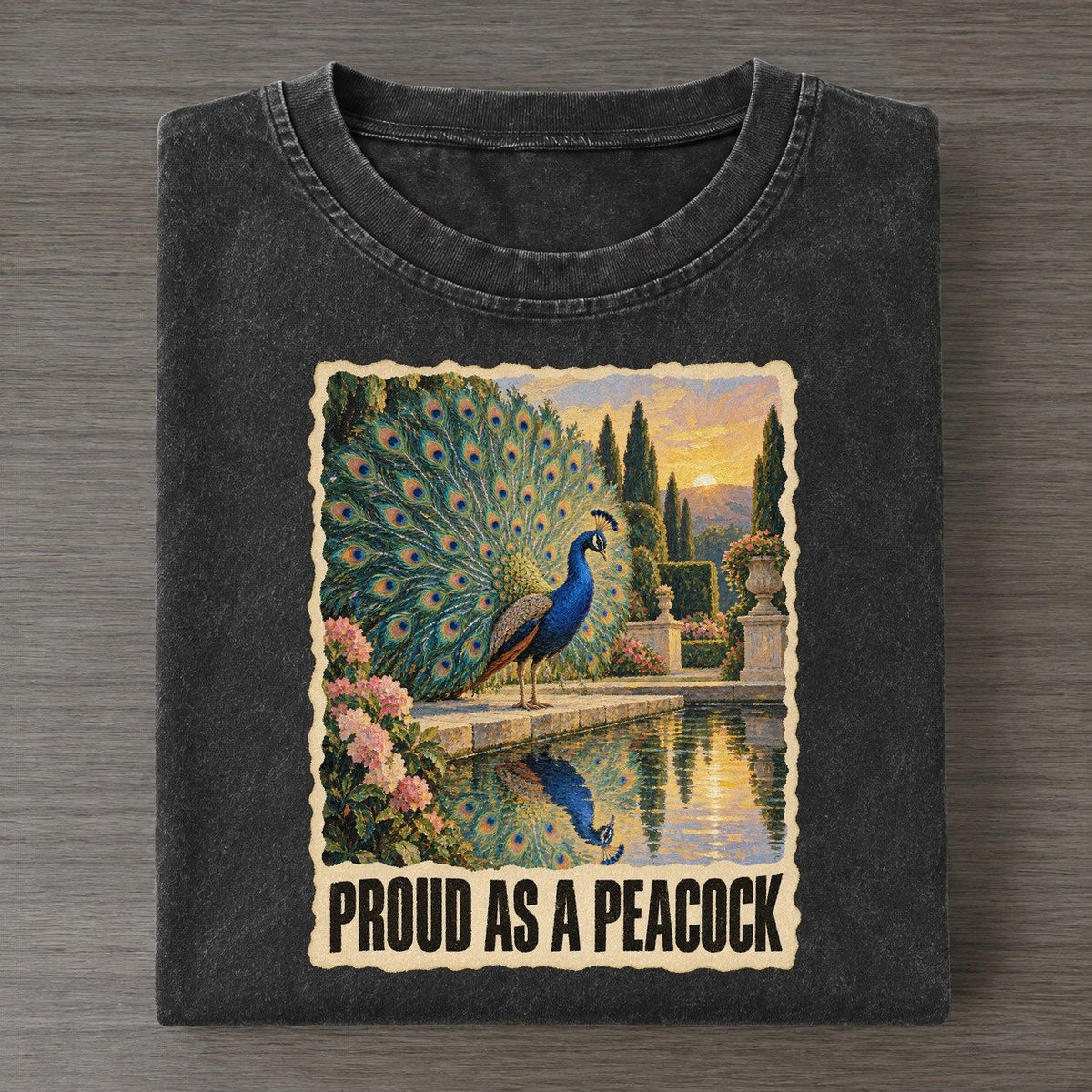 Peacock Proud As A Peacock Animal Puns Vol. 2 Vintage T-shirt – Black