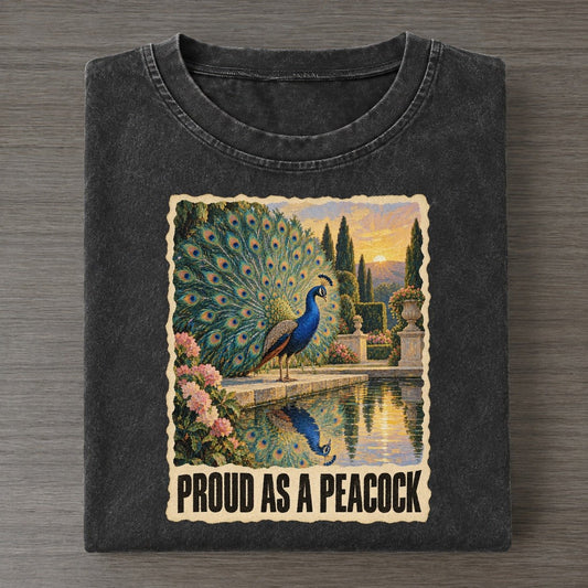 Peacock Proud As A Peacock Animal Puns Vol. 2 Vintage T-shirt – Black