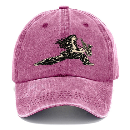 Woman Playing Saxophone Classic Cap – Dusty Rose