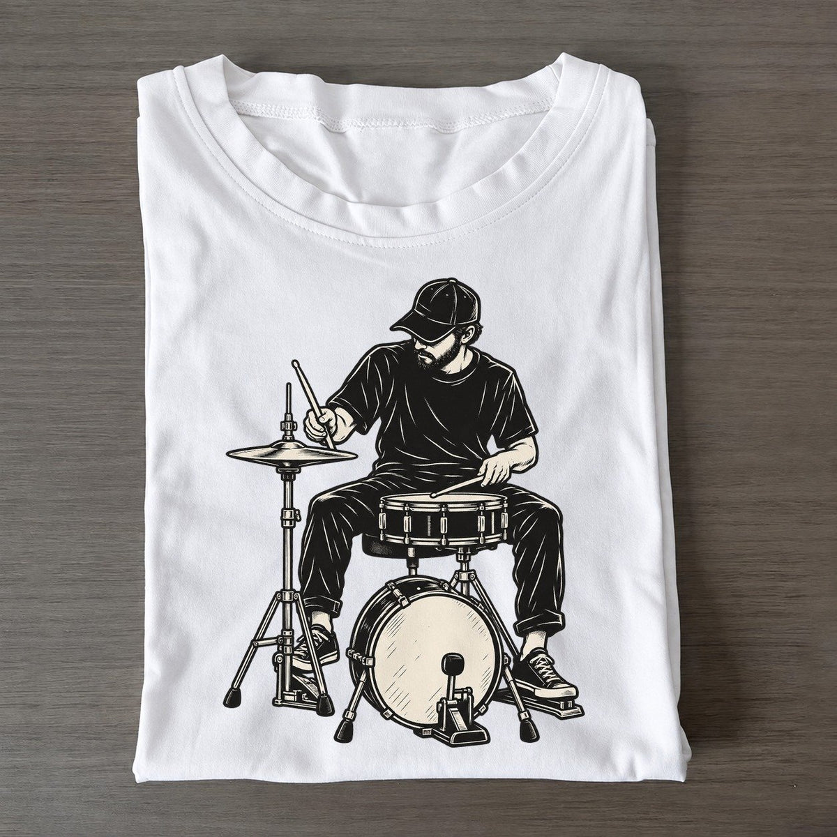 Drummer Hi Hat Groove Global Music Ink Figures Classic T-shirt – White