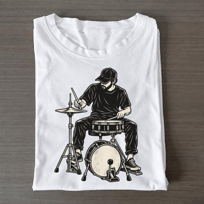 Drummer Hi Hat Groove Global Music Ink Figures Classic T-shirt – White