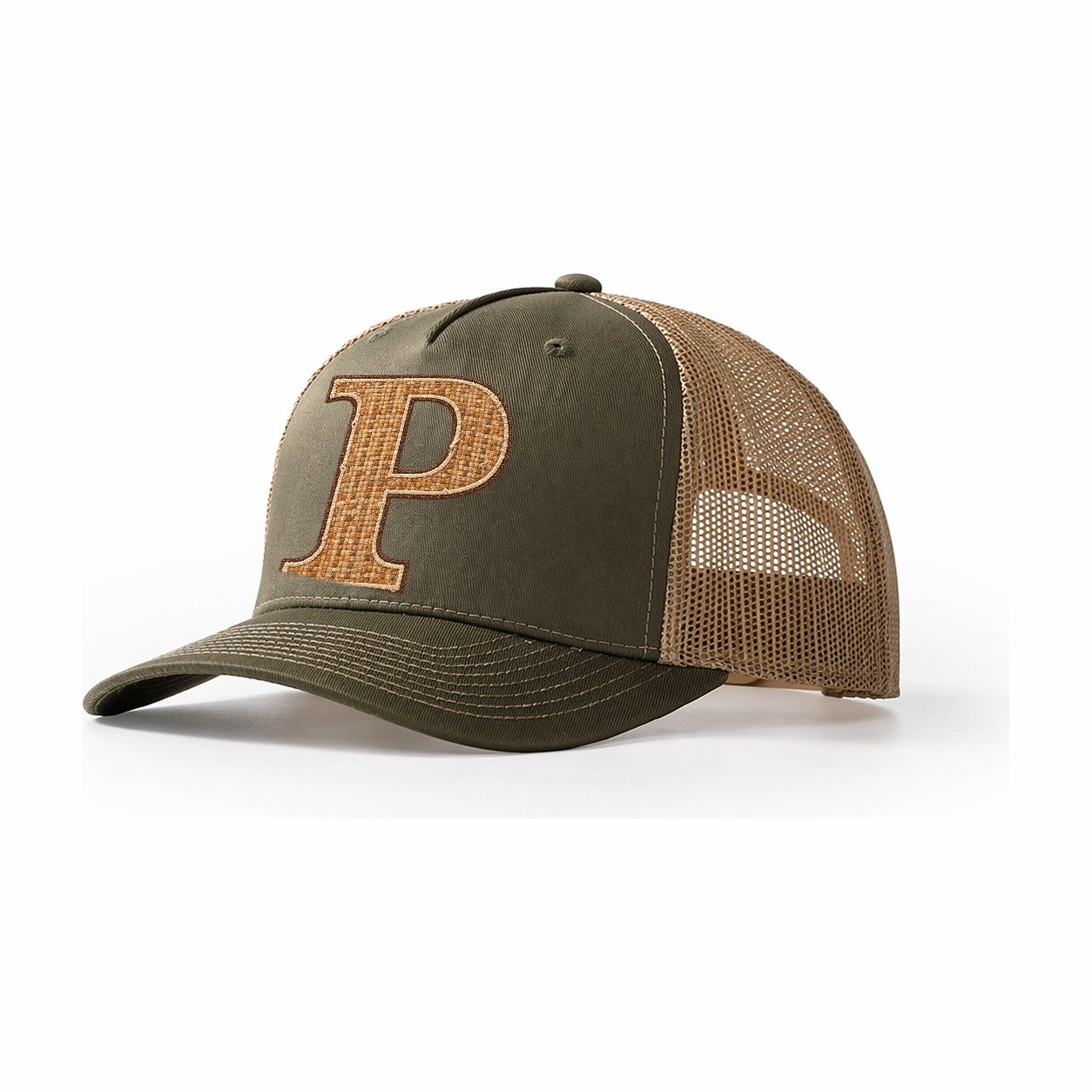 Woven Tweed P Monogram Trucker Hat – Olive Khaki