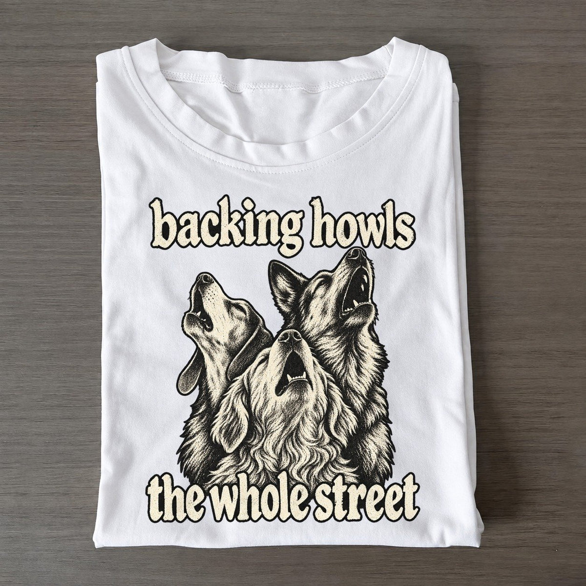 Three Dog Heads Of Different Breeds Stacked In A Tight Overlapping Cluster All Howling Bark For Me Classic T-shirt – White