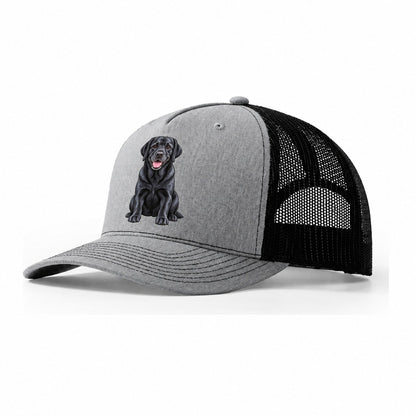 Black Labrador Sitting Trucker Hat – Sport Grey Black