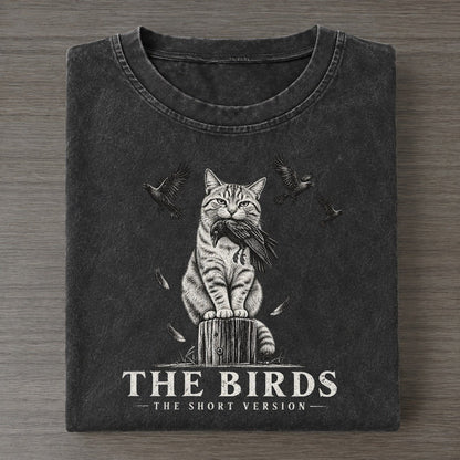 The Birds Short Version Cats Vintage T-shirt – Black