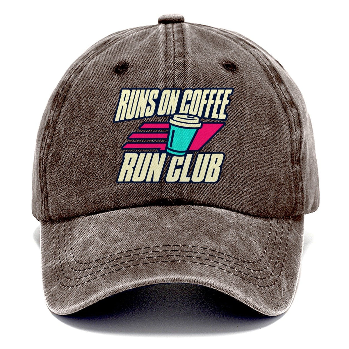 Runs On Coffee Run Club 90S Running Clubs Classic Cap – Brown