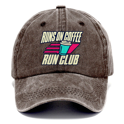 Runs On Coffee Run Club 90S Running Clubs Classic Cap – Brown