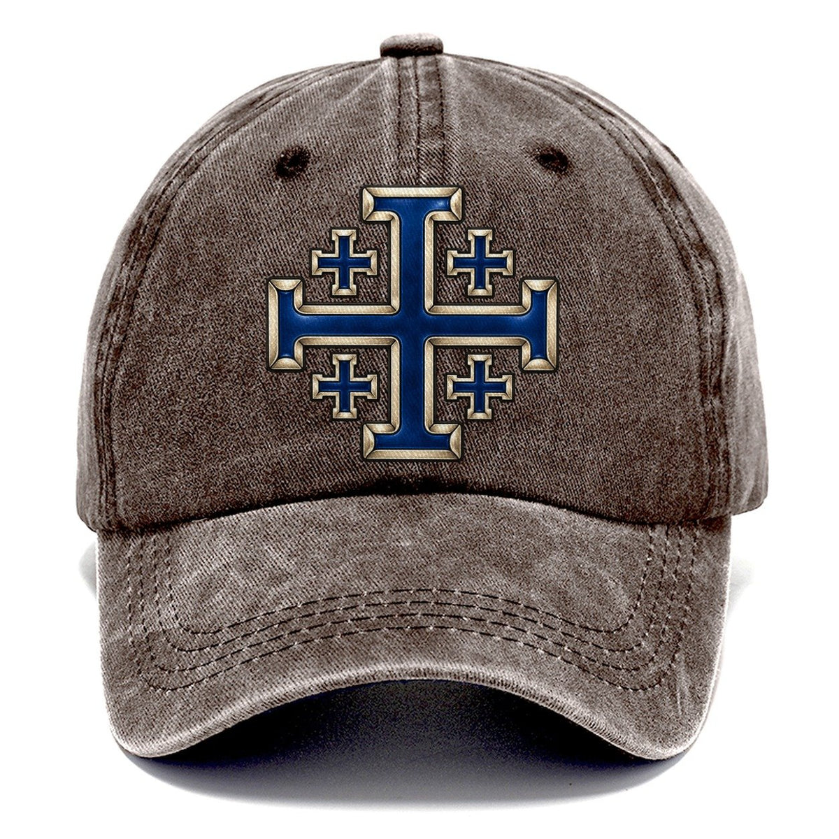 Jerusalem Cross Blue Enamel Character Club Classic Cap – Brown
