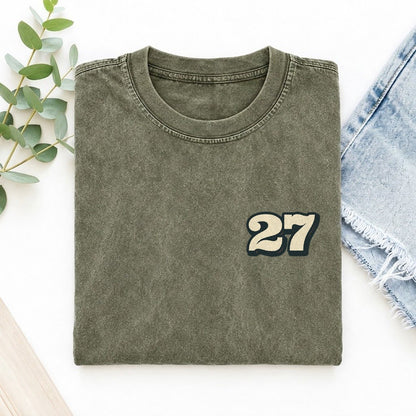 Number 27 Left Chest Vintage T-shirt – Army Green