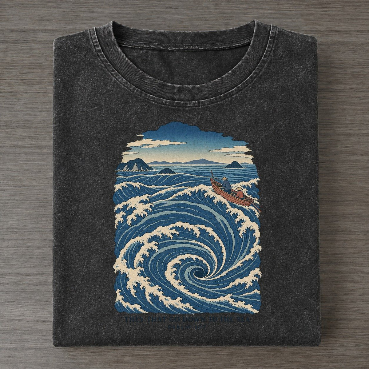 They That Go Down To The Sea The Great Deep Vintage T-shirt – Black