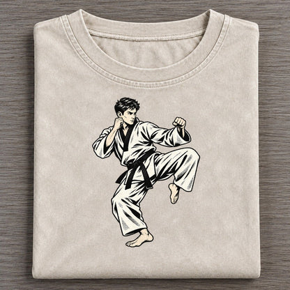 Taekwondo Guarded Counter Global Sports Ink Figures Vintage T-shirt – Off White