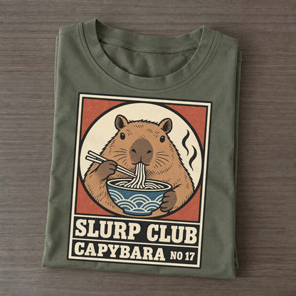 Capybara Calm Slurp Club Classic T-shirt – Army Green