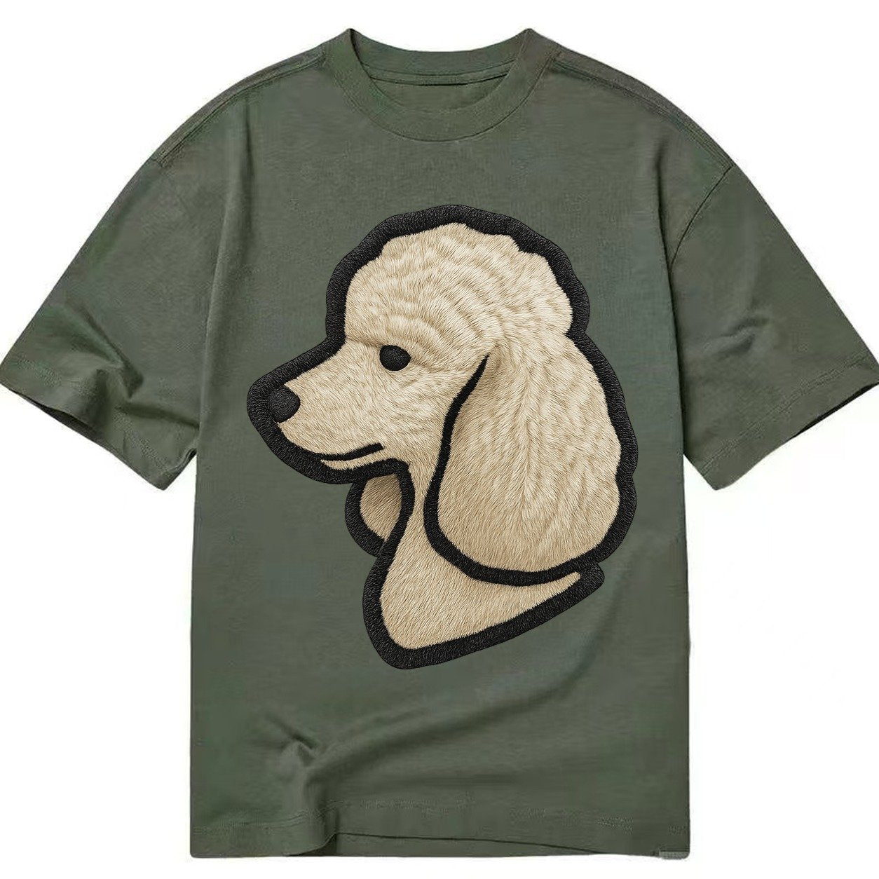 Poodle Contemporary Clean Style With Strong Black Outline Classic T-shirt – Army Green